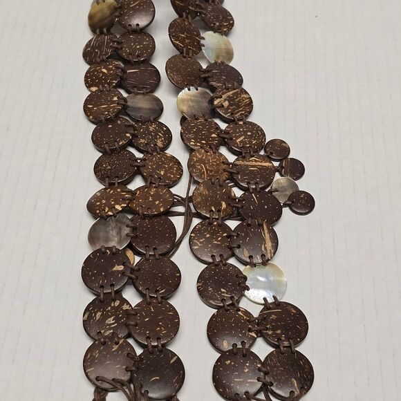 Coconut Shell Waistband Bohemian Boho Hippie Brown Belt - Picture 3 of 8